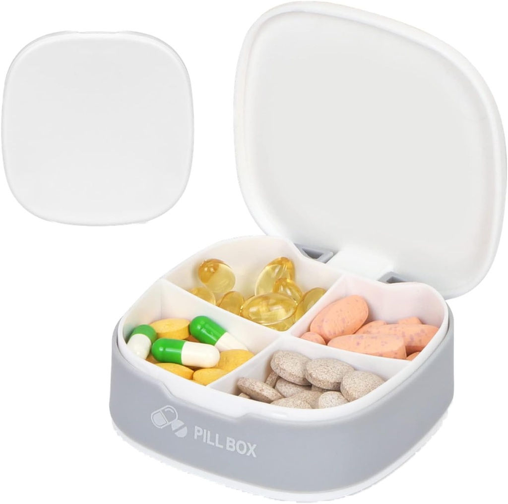 Naturetouch Pill Organizer, 4 φορές μια μέρα φορητό κουτί χάπι, τροφίμων βαθμός καθημερινή περίπτωση χάπι για γυναίκες και άνδρες που κατέχουν βιταμίνη, ιατρική, συμπληρώματα, λευκό