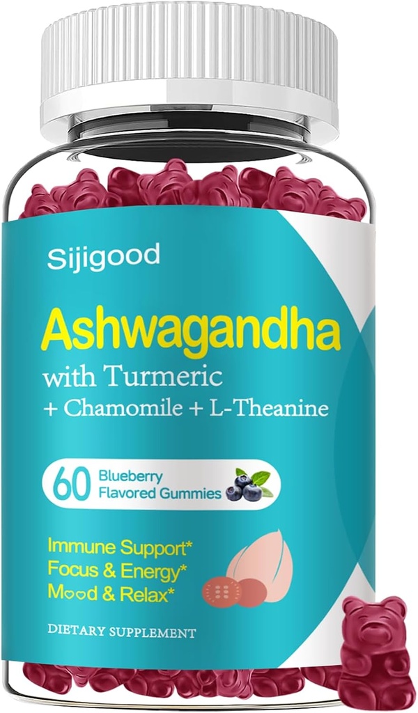 Ashwagandha Gummies, Immunity, Relaxation, Ashwagandha Supplements for Men & Women, Natural Blueberry Flavor, 60 Count