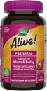 Doğanın Yolu Alive! Prenatal Premium Gummy Multivitamin, High Potency Folate, Plant-Based DHA, Vegetarian, Strawberry ve Lemon Flavored, 75 Gummies