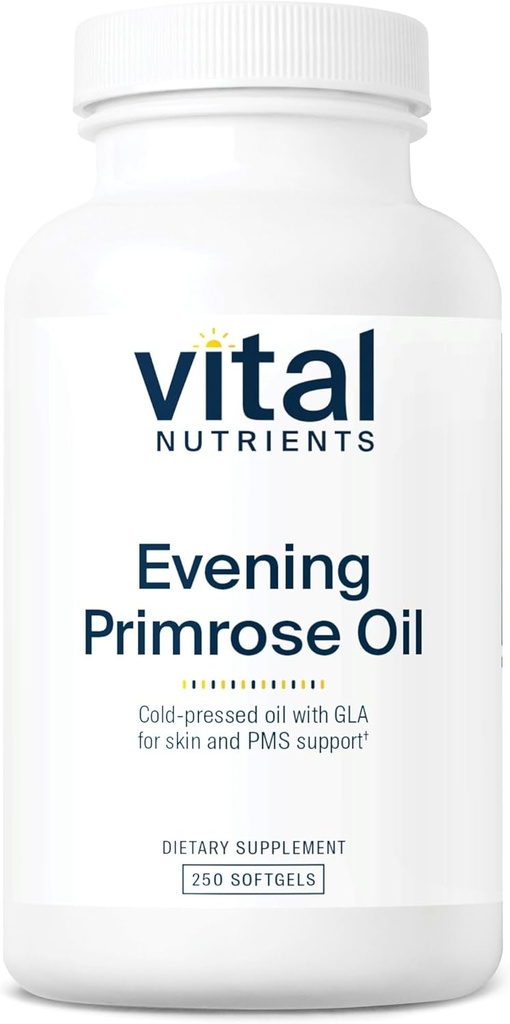 Vital Nutrients Evening Primrose Oil 1000mg | Kadınlar için Primrose Supplement | GLA Omega-6 Fatty Acid for Skin and PMS Support* | Gluten, Süt, Soy Free | Non-GMO | 250 Softgels