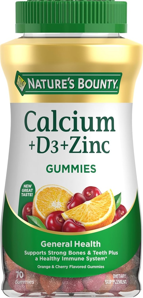 Gıda ve Vitamin D Gummies by Nature's Bounty, Immune Support & Bone Health, 500 mguba & 1000 IU Vitamin D3, Meyve Flavor, 70 Kont Kont Kont Kont
