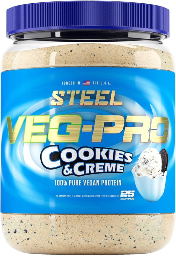Çelik Supplements Veg-PRO | Vegan Protein Toz, Kurabiyeler ve Creme | 25 Servisler (1.65lbs) | BCAA Amino Asit | Non GMO | Non Dairy | Low Carb Formula Toz, Kurabiyeler ve Creme | 25 Servisler (1.65lbs) | Protein Tozu | BCAA Amino Asit | Non GMO | Non