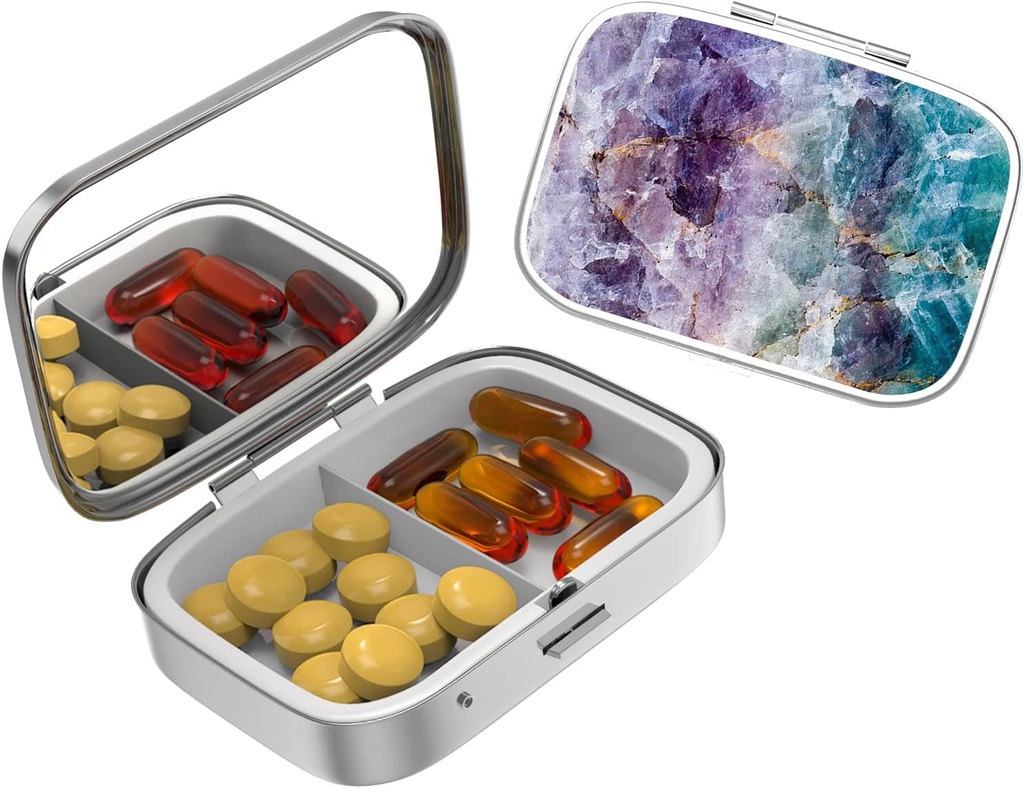 Küçük Pill Pockets & Purses için dava,Elegant Pill Box Büyük Bir Hediye Yapıyor,2 Karşılaştırmalı Seyahat Hekimliği Organize Mağazalar Progesterone,Capsule Pills,Ibuprofen,Vitamins-Bronze Mor Mermer