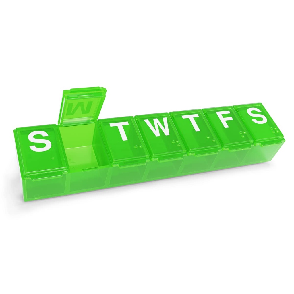 EZY DOSE Weekly (7-Day) Ημερήσιος Διοργανωτής Χάπια, Vitamin Planner, Medicine Container, Θήκη για Συμπληρώματα και ιχθυέλαια, Βολικό και εύκολο στη χρήση, Μεσαία Διαμερίσματα, Ταξίδια Φιλικά, Πράσινο, BPA Δωρεάν