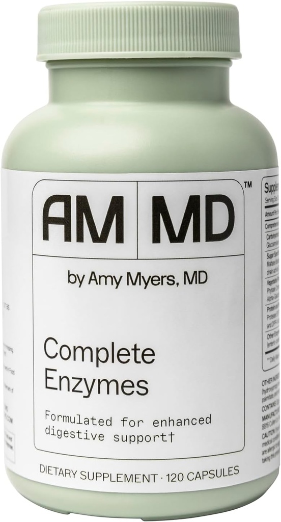 Amy Myers MD Complete Enzymes - Gut Care & Digestive Health Support Supplement - Καθημερινή Υγιεινή Μικροβιομετρική Υποστήριξη Συμπλήρωμα Διατροφής - 120 Κάψουλες
