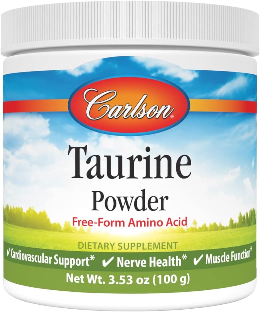 Carlson - Taurine σκόνη, ελεύθερο αμινοξέο, υποστήριξη, νευρική υγεία & μυϊκή λειτουργία, 100 γραμμάρια