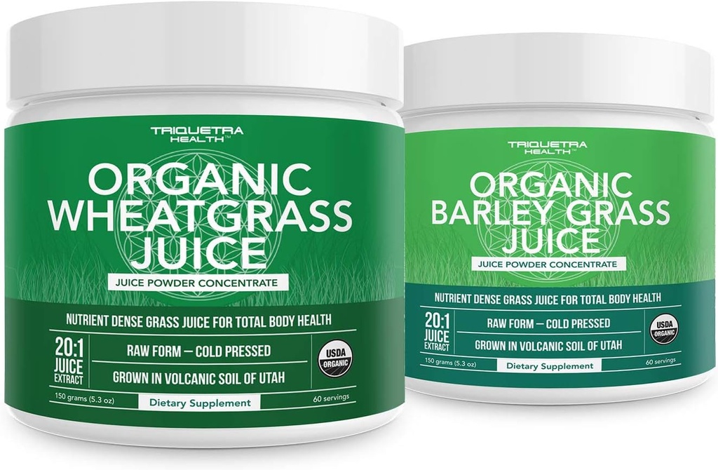 Organik Buğdaygrasss Juice Plus Organic Barley Grass Juice - USA Grown in Volcanic Utah Soil, Hem Raw Form & 5.3 oz