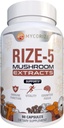 Rize 5 Mushroom Supplement - Lions Mane, Reishi, Chaga, Türkiye Tail, Maitake - All Natural Immune Support & Cognitive ATM- 90 Capsules (45 hizmet) - No Fillers