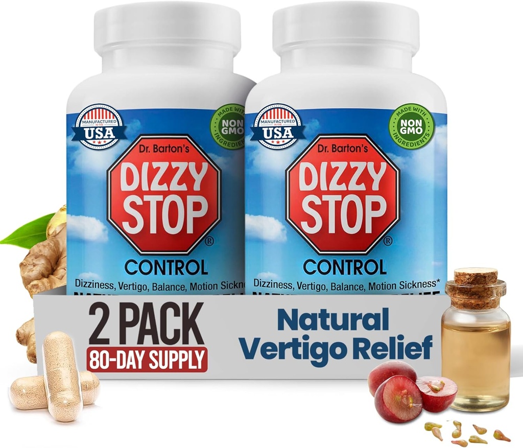Vertigo Relief Product & Non-Drowsy Motion Hastaness Pills: Nausea ve Dizziness, Ginger & Grape Tohum Formula, İç Kulak Dengesi, Araba, Cruise & Travel Essential, Stomach Desteği (80 Kont)