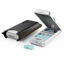 Auto Centering Device ile Pill Splitter with 316L paslanmaz Blade, Gerçek Deri Case, Profesyonel Pill Splitter for kesim Small Pills or Large Pills (Silver)