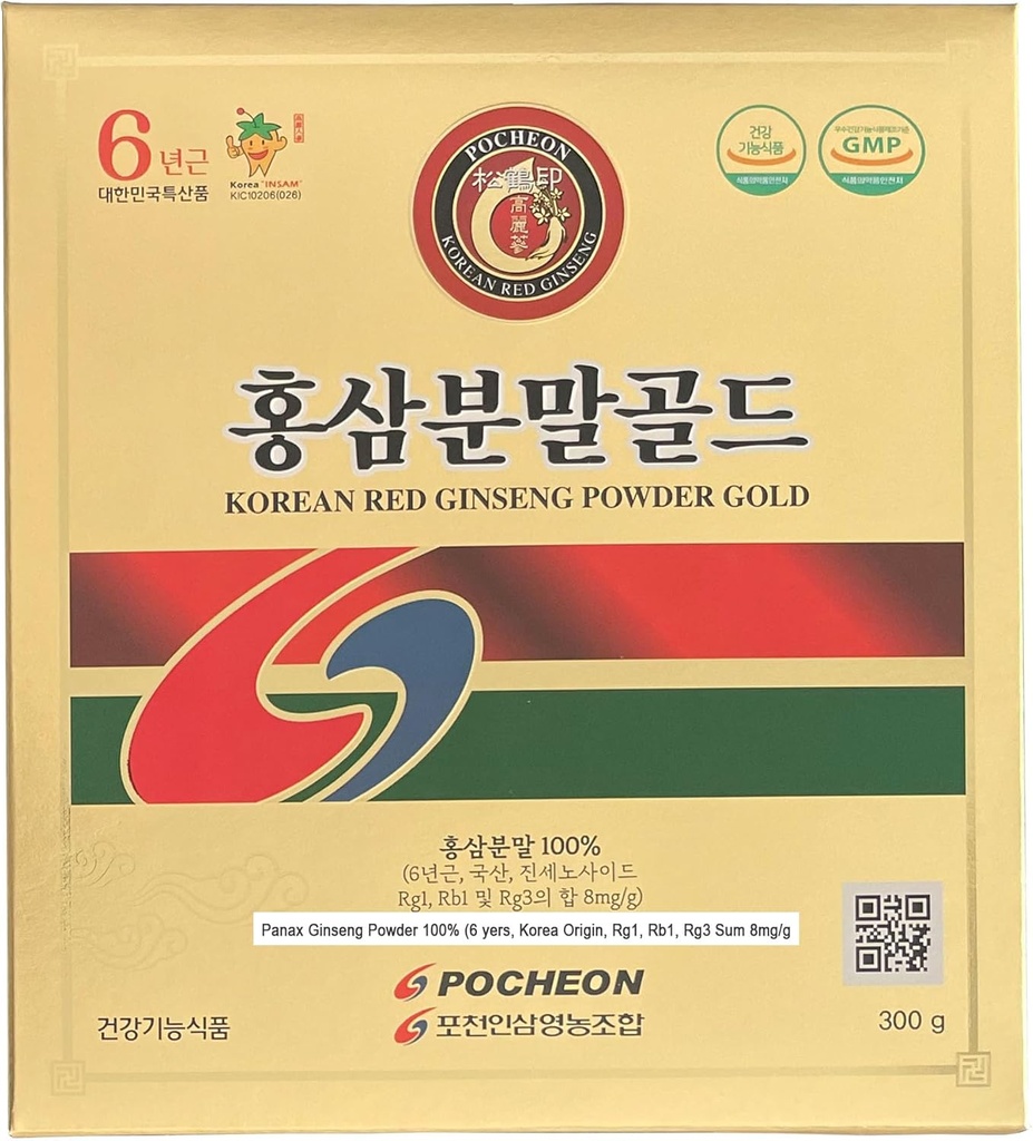 Pocheon 300g Koreli Red BTC Toz Altın 6 Yıl, %100 Saf, Yüksek Ginsenoside Panax, Natural Immune Support