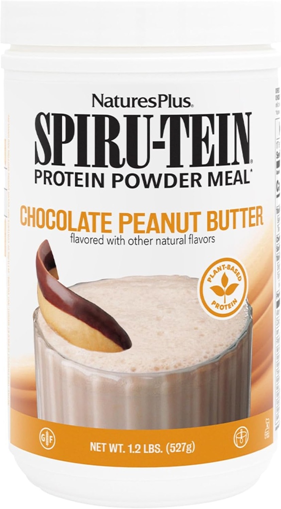 Natures Plus SPIRU-TEIN - Chocolate Peanut Butter - 1.2 lbs, Spirulina protein Toz - 17 Hizmet