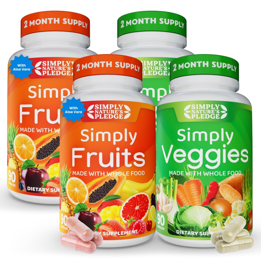Simply Nature's Pledge - Packed with 42 Different Fruits & Vegets - 2-Month Supply - Made with Real, Non-GMO Whole Foods - Υποστηρίζει την ενέργεια και τη συνολική ευεξία - Soy-Free - 360 Κάψουλες