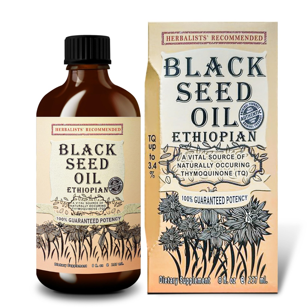 Black Seed Oil 8 oz - Cold Pressed Etiyopyan Black Cumin Nigella Sativa, 3X Senmoquinone, 100% Pure & Organik Sıvı Cam Şişede - Destekler Immune, Saç ve Skin Health