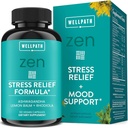 WellPath Zen Stress Relief + Mood Support | Calm, Stres ve Enerji Desteği | Ashwagandha Root, Rhodiola Rosea, L-Theanine, Lemon Balm | Herbal Capsules, 60 Ct
