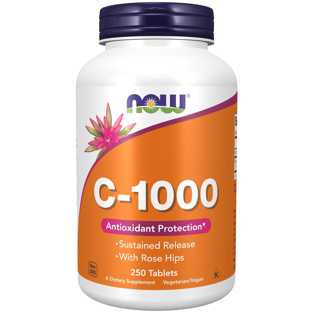 Now Foods Vitamin C-1000 Sustained Release with Rose Hips 250 Tabs (500 (250 X 2))