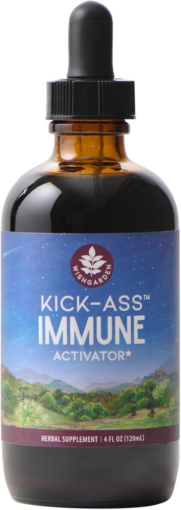 WishGarden Herbs Kick-Ass Immune Activator - Herbal Immune Support Supplement for Yetişkinler, Plant-Based Immune ATM & Immune Defense w/Echinacea & Goldenseal, Hızlı Immunity Boost Formula, 4oz