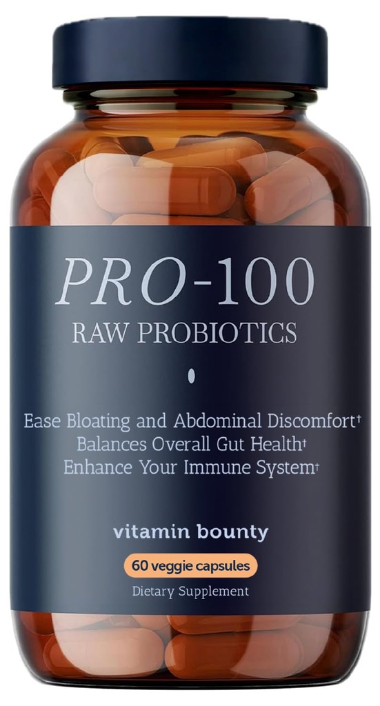 Bounty Pro-100 Probiyotik 100 Milyar CFU - Digestive Health & Immune Support için 13 Strains - Kadınlar ve Erkekler için Yüksek Potency Probiyotikleri - Gut Health için Gecikme Kapsülleri - 60 Count Capsules