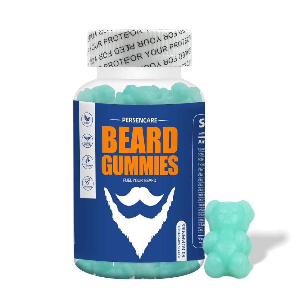 Big Beard growth Gummy for Men, 60 Blueberry Flavored Gummies, 10K MCG Biotin B12 Collagen ve Elite Beard Hair Grooming Nutrients & Vitamins, Grow Stronger, Longer, Saber & Fuller Beard