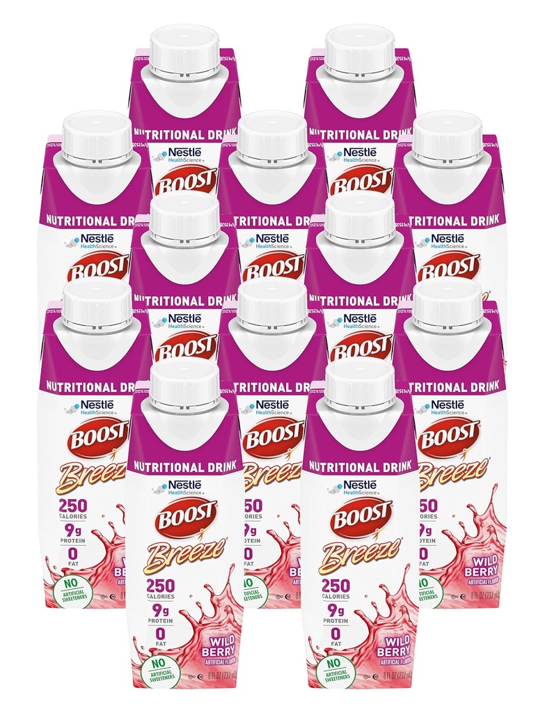 Boost Breeze Nutritional Drink Wildberry, 8 Fl Oz (Pack of 12)