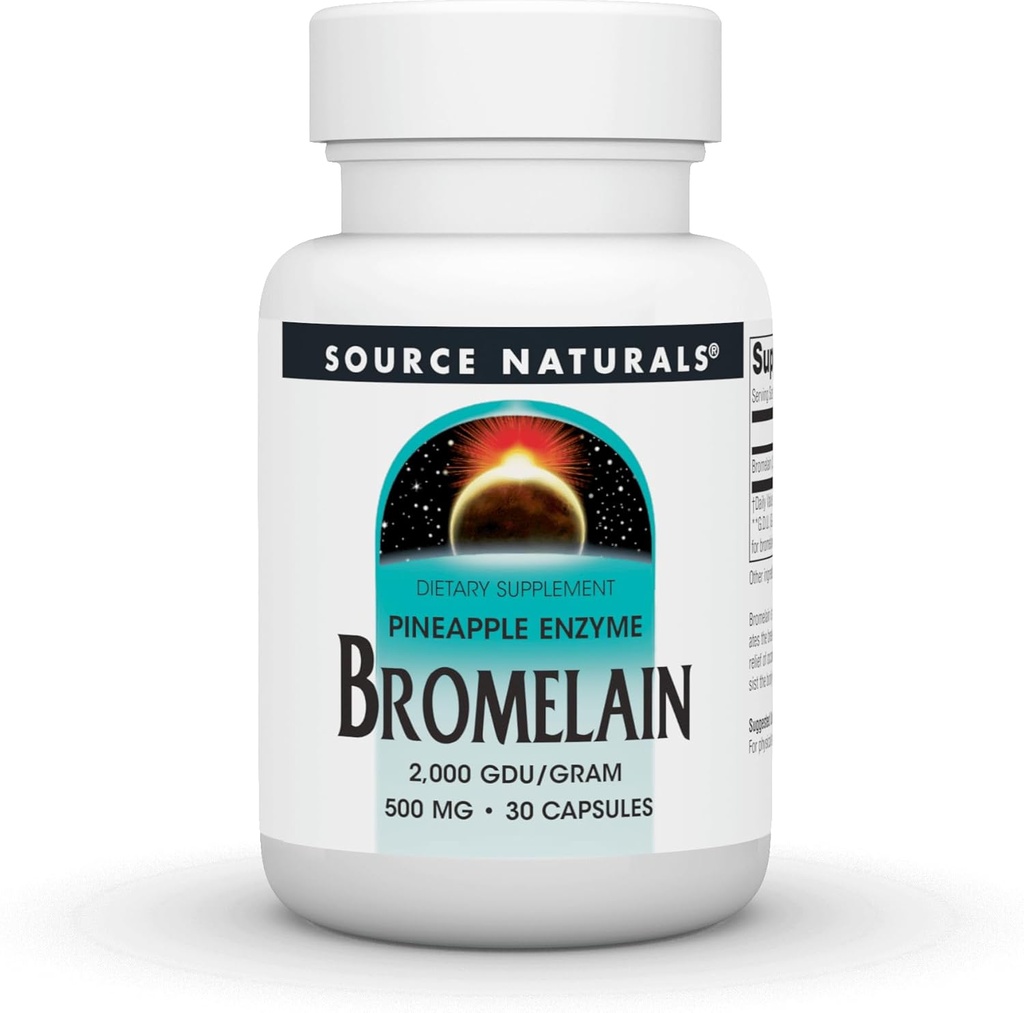Source Naturals Pineapple Enzyme Bromelain - 2.000 GDU/GRAM - 500 mg - 30 Capsules