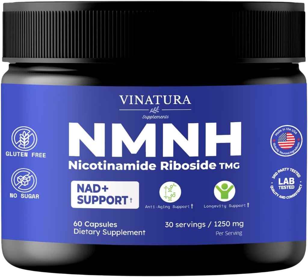 VINATURA NMNH (NMN Supplement Alternative) Nicotinamid Riboside & TMG - Anti-Aging için NAD Supplement - 60 Capsules