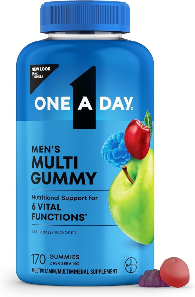 Μία ημέρα Mens Πολυβιταμίνες Gummies – Πολυβιταμίνη για τους άνδρες με βιταμίνη D, ψευδάργυρος, φολικό οξύ, μασώμενη Βιταμίνη Gummies, Φυσική Ενέργεια Υποστήριξη 170 Μέτρα