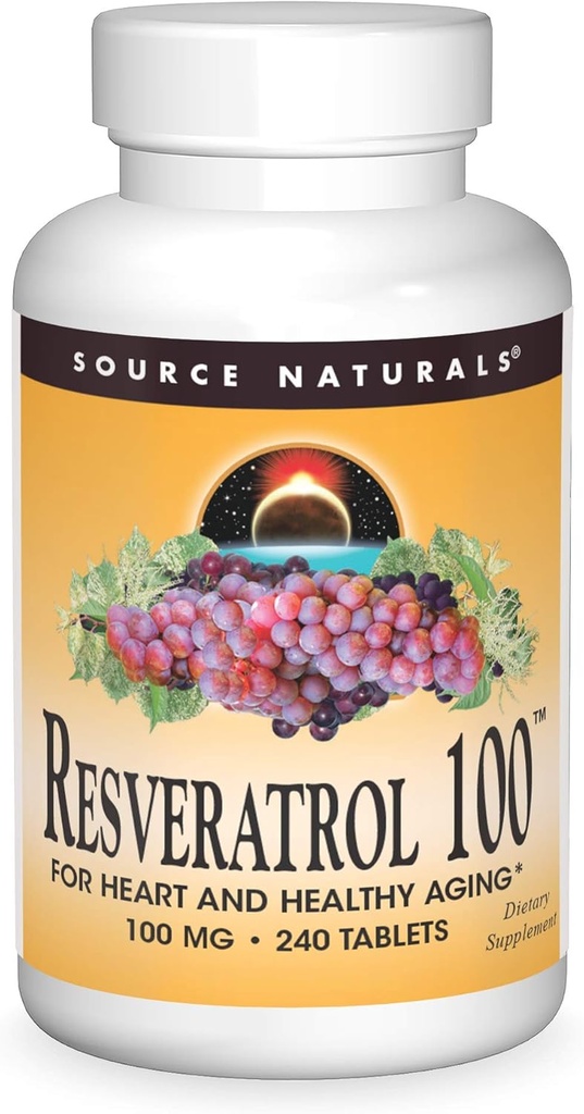 Source Naturals Resveratrol 100, çünkü Kalp ve Sağlıklı Ağlama* -100 mg 240 Tablet
