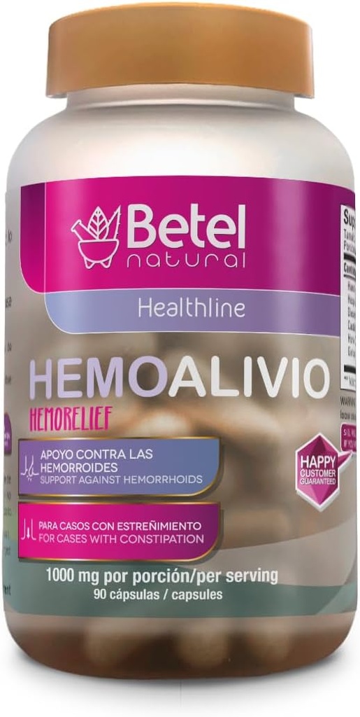 Betel Natural Premium HemoAlivio Rosita - Υποστήριξη αιμορροΐδων και δυσκοιλιότητας - 1000 mg - 90 Κάψουλες