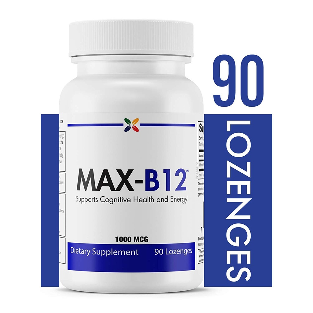Σταματήστε τη γήρανση τώρα - MAX-B12 Lozenges 1000 MCG - Βιταμίνη B12 1000mcg - Ανοσολογική υποστήριξη, φυσική ενέργεια και το μυαλό συμπλήρωμα υποστήριξης - Υποστηρίζει τον κανονισμό ανακούφισης από το στρες - Φυσική βοήθεια ύπνου - 90 Lozenges