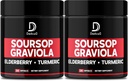 Graviola Soursop Capsules - 100 günlük Supply için 50 Capsules - 11in1 Elderberry, Turmeric, Ginger, Milk Butle, Cranberry & More - Destek Mood, Immune & Body Health