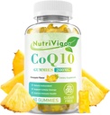 CoQ10 Gummies, Coenzyme Q10 Supplement 200 mg, High Abors CoQ10 Supplement for Cellular Energy and Immune Health, Vegan, Gluten Free, Pineapple Flavor, 60 Kont