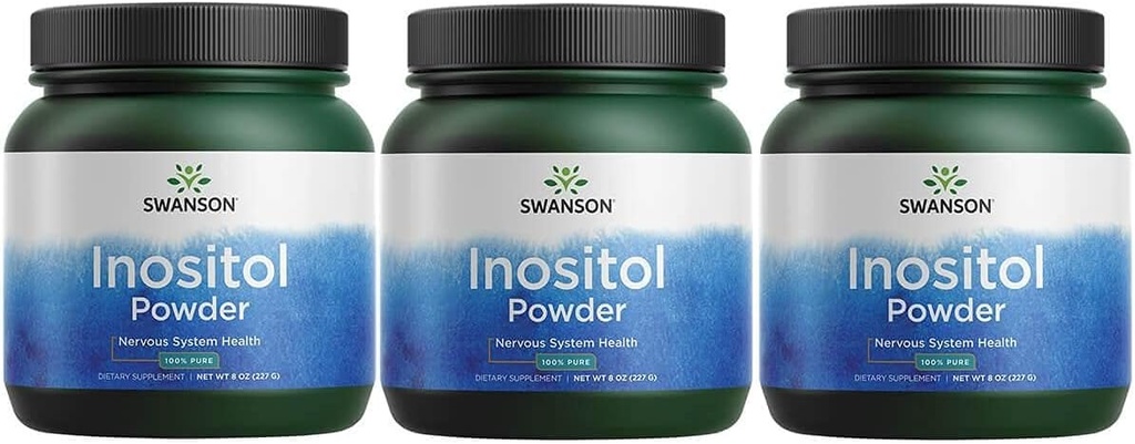 Swanson 100% Pure Inositol Toz - Doğal Supplement Focus & Relaxation - Nerve & Cellular Desteği - (8oz) 3 Packular