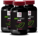 Αντιγκρίζα μαλλιά βιταμίνες - ANTI GRAY HAIR COMPLEX - Gray hair control, Lustrous χρώμα, Gray τόνο ισορροπία, Φυσική απόχρωση, Gray συμπλήρωμα μαλλιών, Hair shadow control, Χρώμα ζωτικότητα ενισχυτή 3 Bot 180 Caps