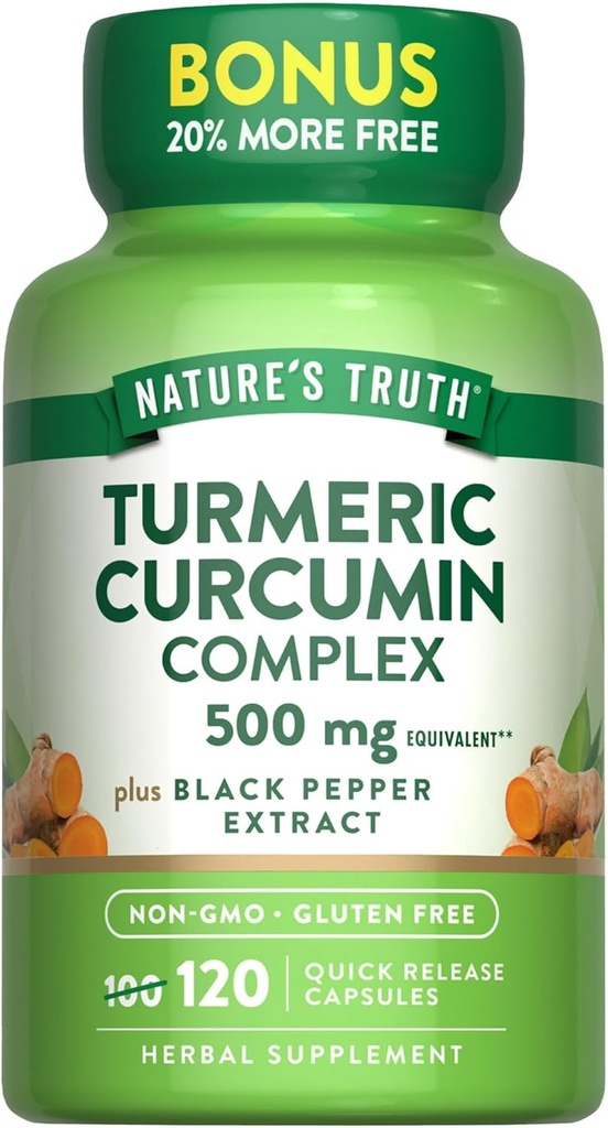 Doğanın Gerçek Turmeric Curcumin Kompleksi 500 mg Plus Black Pepper Extract, 12... - Packs and Save (Pack of 2)