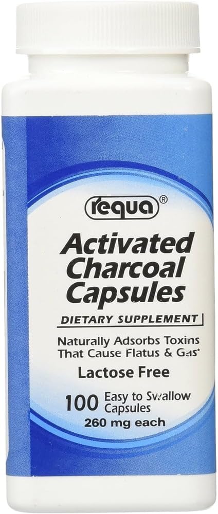 Requa Aktif Charcoal, 260 mg, 100 Count