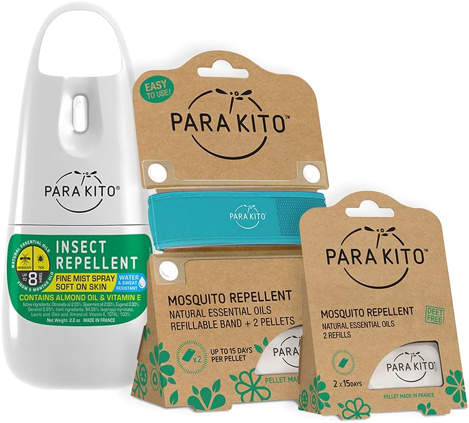 BeautyKITO Mosquito, Insect & Bug Mix - Kombinasyon, Turquoise Bileband & 4 Refills | DEET Free, Citronella Essential Oils, Perfect for Camping, Hiking, Travel Açık Etkinlikler