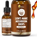 Lions Mane Mushroom Extract Liquid, Organic Lion's Mane Tincture Supplement, 98% Απορρόφηση, Χωρίς αλκοόλ, Vegan, Non-GMO- 2 FL oz