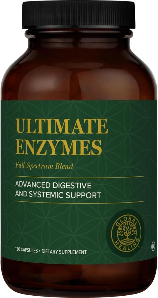 Global Healing - Ultimate Enzymes - Συστηματικό & Digestive Enzymes συμπλήρωμα για την υγιεινή πέψη, ανοσοποιητικό σύστημα Boost & Natural Gut Health, Digestive Enzyme για γυναίκες & άνδρες, Lipase