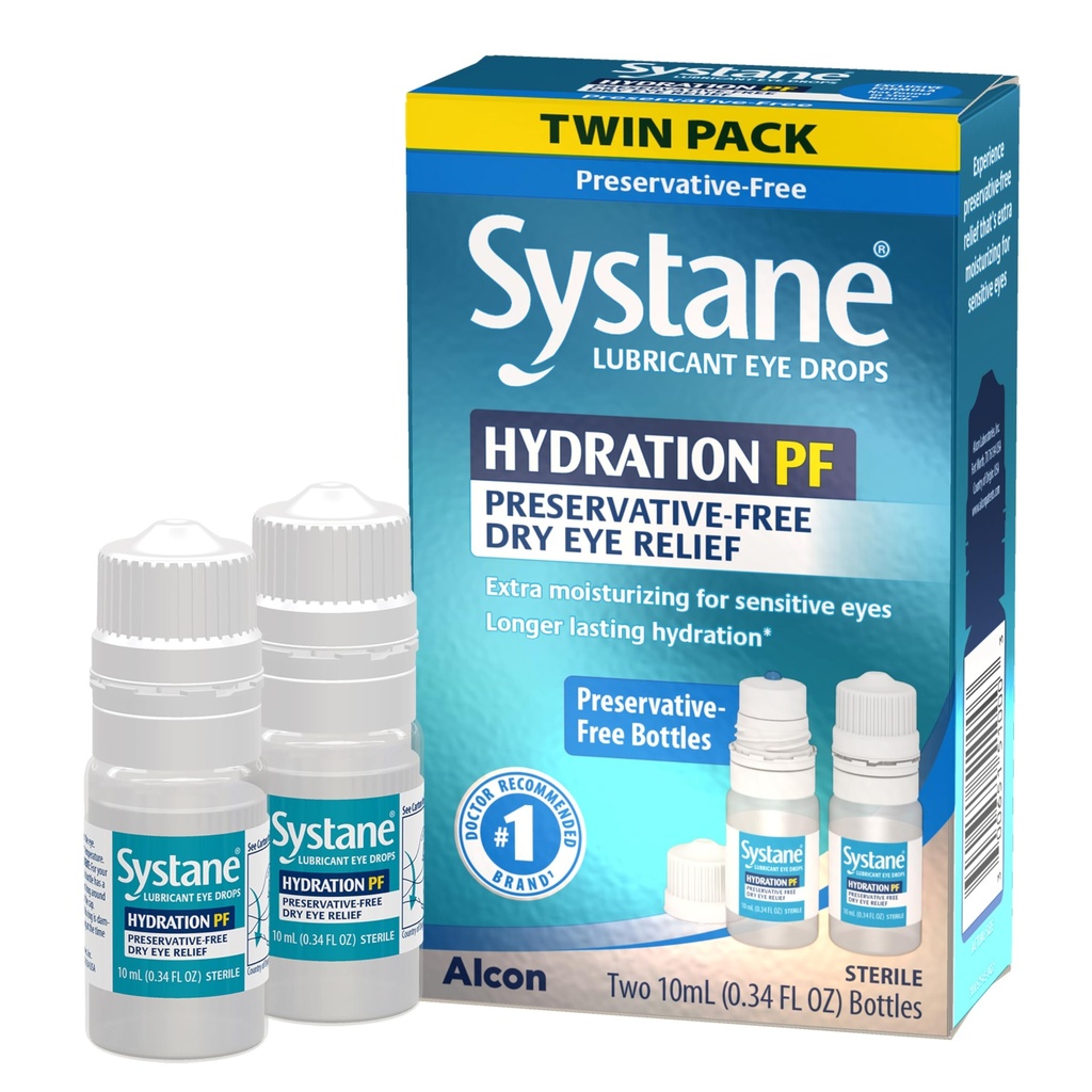 Systane Hydration Multi-Dose Preservative-Free Eye Drops Kuru Eye Relief Twin Pack (2x10 ml)