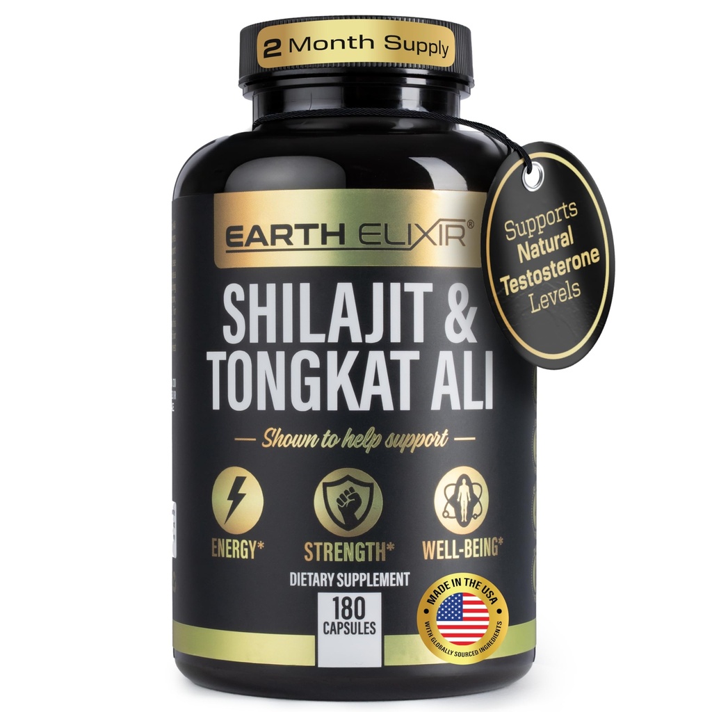Dünya Elixir Shilajit 1000 mg & Tongkat Ali 400 mg (180 Capsules) ABD-Shilajit Supplement (20% Fulvic Acid) Shilajit Pure Himalaya Organik & Tongkat Ali for Men More Potent Than Shilajit Wear