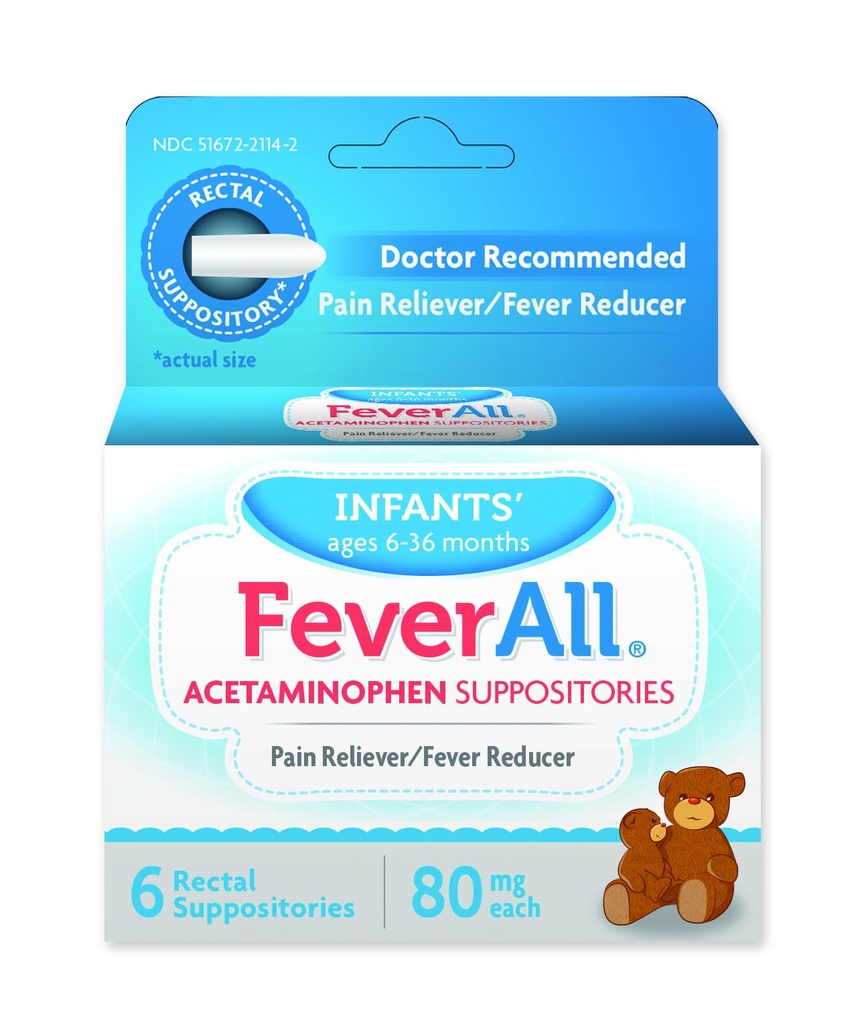 Titall Infant Acetaminophen Suppositories 6 Rectal Suppositories 80 mg Her Ağrı Reliever/Fever Ayarlar. Paraben Free, Hayır Yapay Renkler veya Diğer Öngörücüler. 636 Ay