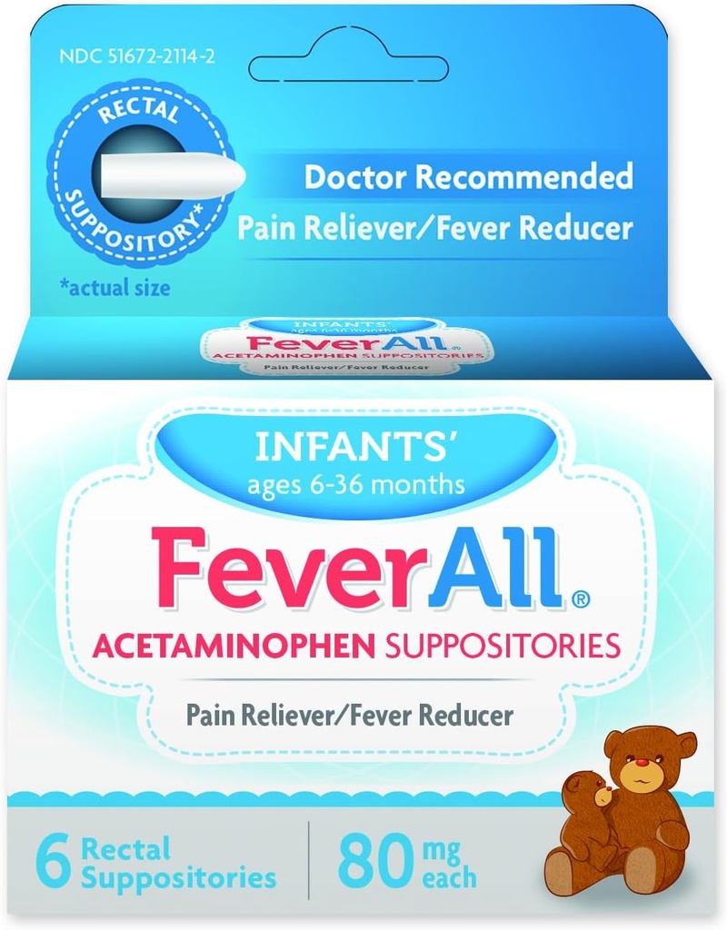 Titall Infant Acetaminophen Suppositories 6 Rectal Suppositories 80 mg Her Ağrı Reliever/Fever Ayarlar. Paraben Free, Hayır Yapay Renkler veya Diğer Öngörücüler. 636 Ay