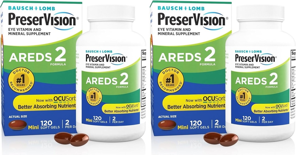 PreserVision AREDS 2 Eye Vitamin & Mineral Supplement, Contains Lutein, Vitamin C, Zeaxanthin, çinko & Vitamin E, 120 Softgels (Pazar Mayıs Vary) (Pazarlama 2) (Pazarlama 2)