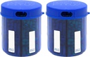 Monster Jr συμπλήρωμα Pill Dispenser με ετικέτες - Holds Μικρή Medium φαρμακευτική Βιταμίνες και εύκολα Dispense από ένα εμπορευματοκιβώτιο περιλαμβάνει ετικέτες διαμέρισμα (Monster Jr Blue UV - 2 Pack)