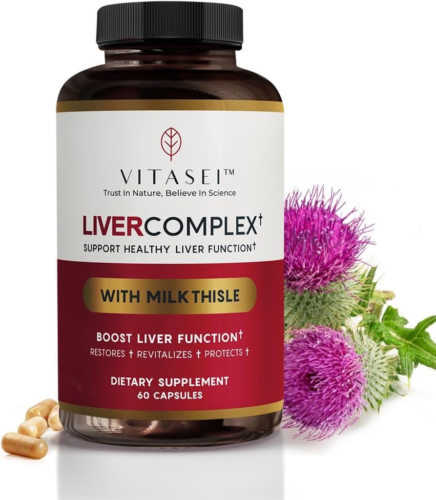 VITASEI Liver Cleanse Detox & Tamir, Liver Complex W/Milk Butle Extract, Garcinia, Curcumin C3, Destek Herbalary Supplement, Detox Formul for Women & Men, 60 Capsules