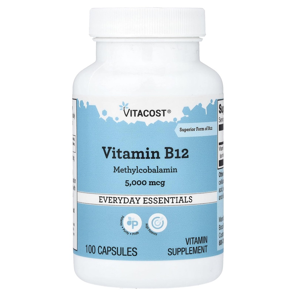 Vitacost Vitamin B-12 Torchcobalamin - 5000 mcg - 100 Capsules