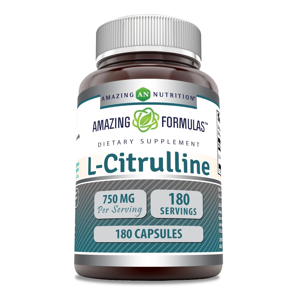 Amazing Formulas L-Citrulline Supplement | 750 Mg Per Serving | 180 Capsules | Non-GMO | Gluten-Free | Made in USA