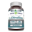 Amazing Formulas L-Citrulline Supplement | 750 Mg Per Serving | 180 Capsules | Non-GMO | Gluten-Free | Made in USA