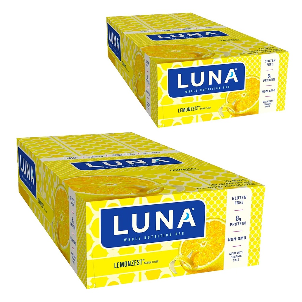 LUNA BAR - Χωρίς γλουτένη Bars - Lemon Zest Flavor - (1,69 Ounce Snack Bars, 30 Count)